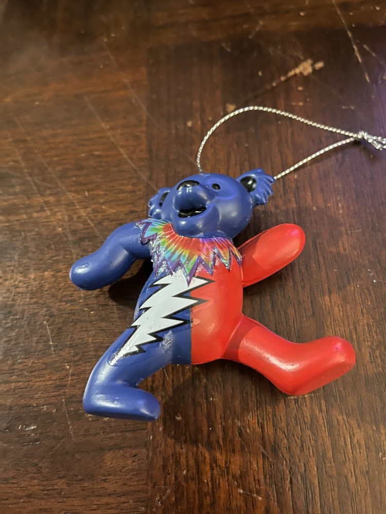 GRATEFUL DEAD DANCING BEAR ORNAMENT 3" RED AND BLUE BEAR