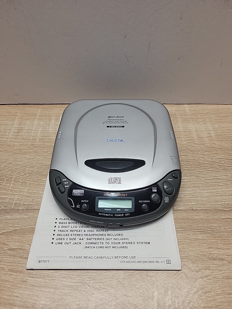 Lenox Sound CD-50 Compact Programmable CD Player Silver W/ Head Phones Tested