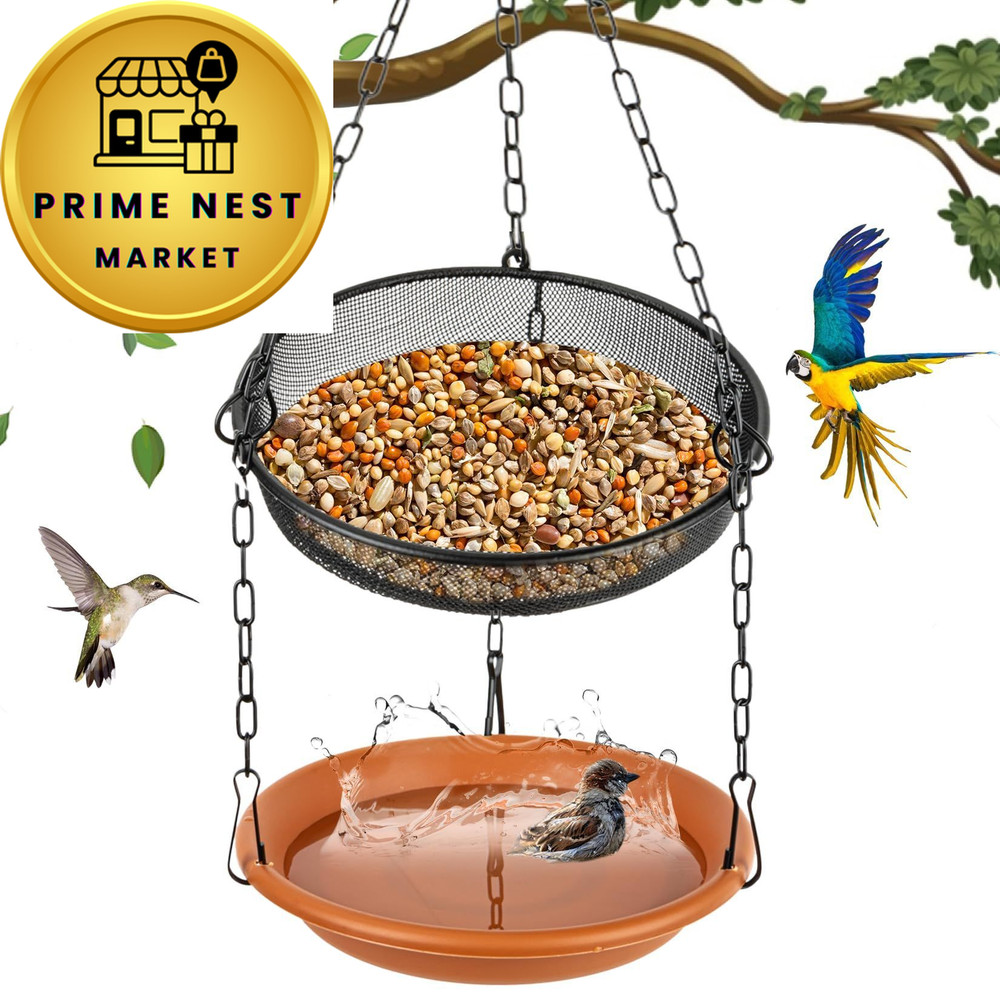 RAINFLOW Hanging Bird Bath for Outdoors - Feeder Outside,...