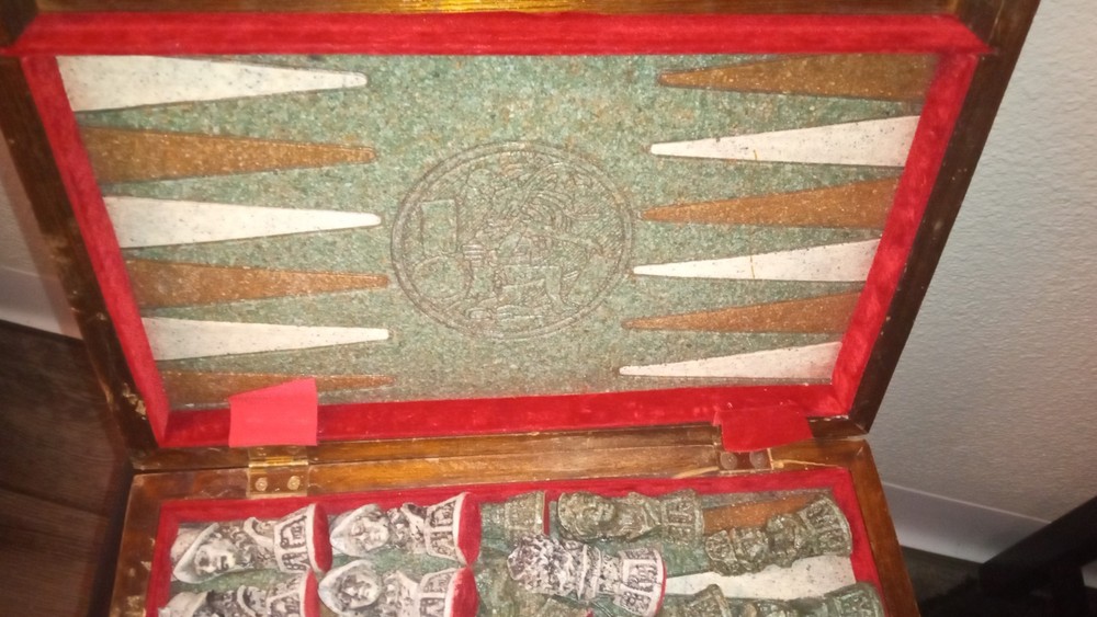 Vintage Unique Aztec Spanish Folding Chess Board Set