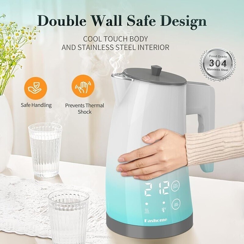 Electric Kettle Temperature Control 304 Stainless LED Digital Touch-Screen New