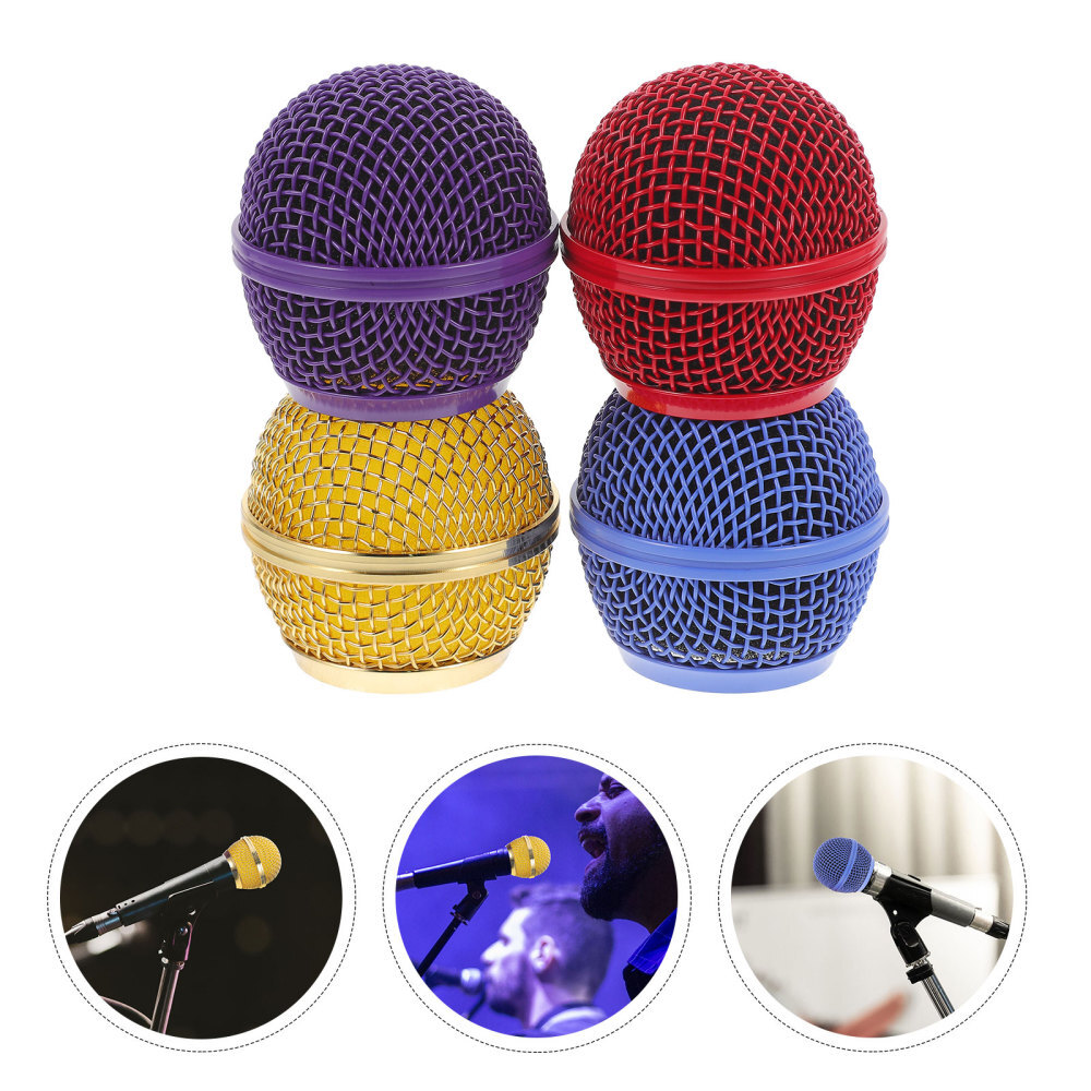 4 Pcs Sm58 Microphone Head Grill Replacement Colored Grille