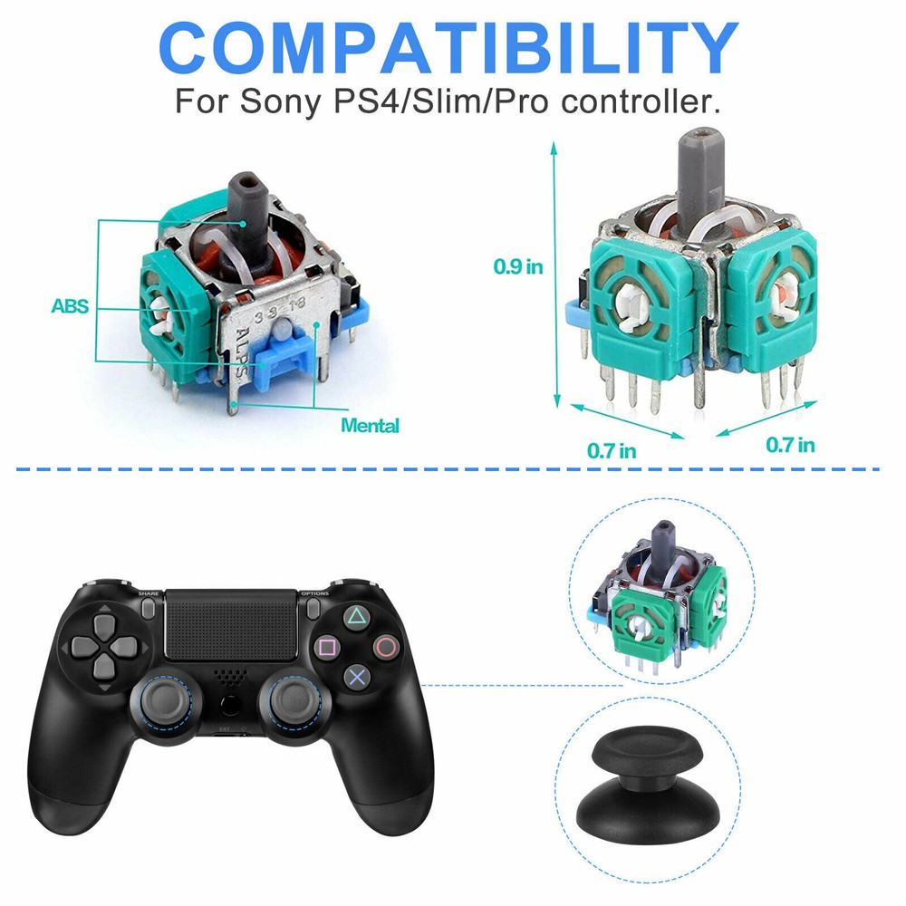 For PS4 Controller Analog Stick Joystick Parts With Caps Replacement Tool Kits