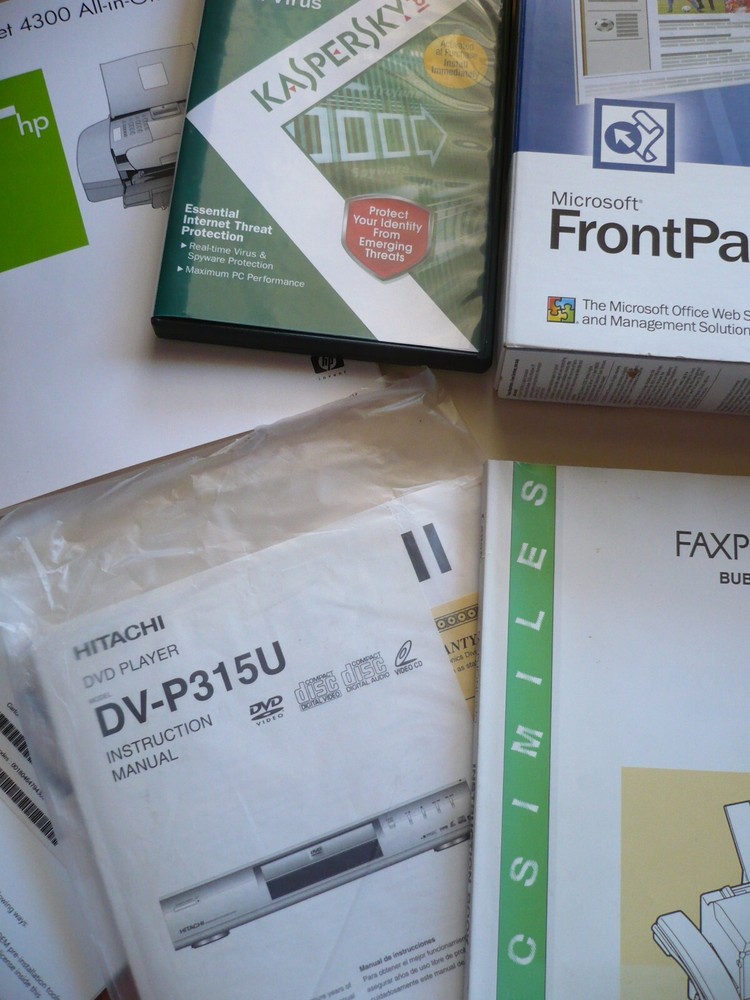 LOT, COMPUTER SOFTWARE FRONTPAGE, HP OFFICEJET SOFTWARE, VARIOUS VINTAGE MANUALS