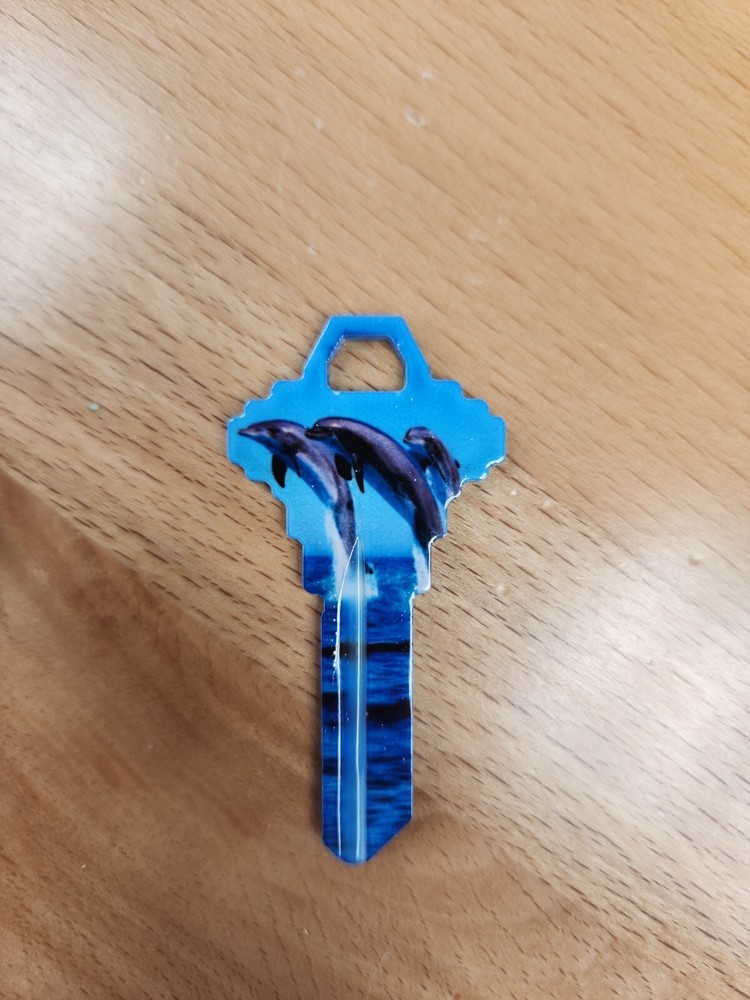 DOLPHINS PRINTED SCHLAGE SC1 KEYBLANK - READ DETAILS BELOW