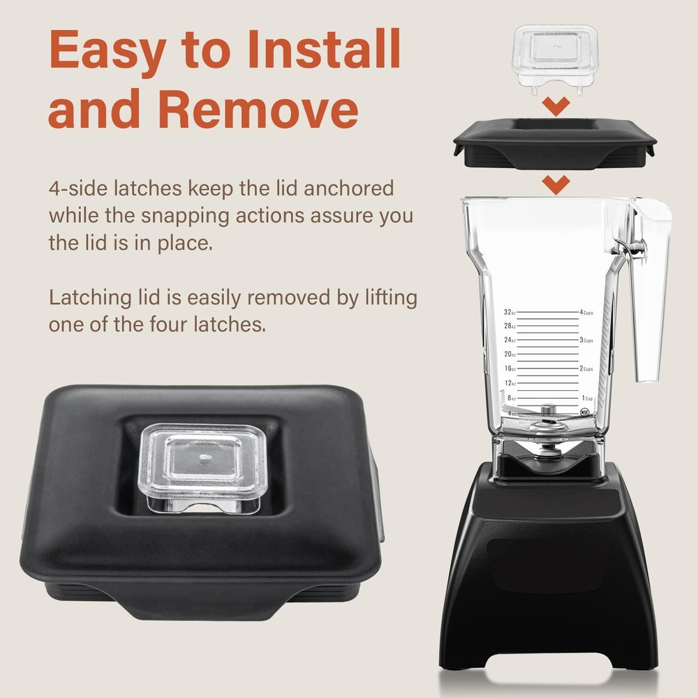 Blender Latching Lid Replacement for Blendtec Commercial WildSide+ & FourSide...