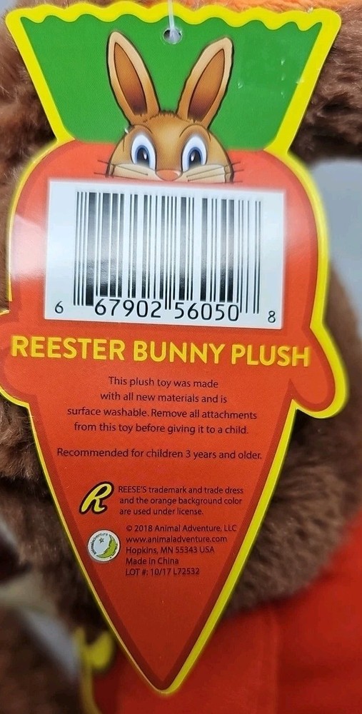 Reeses Hersheys Candy Reester Bunny Plush 16 inch New With Tag