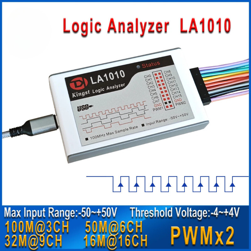 USB Logic Analyzer 100M Max Sample Rate,16Channels,10B Samples,FPGA Debug Tool