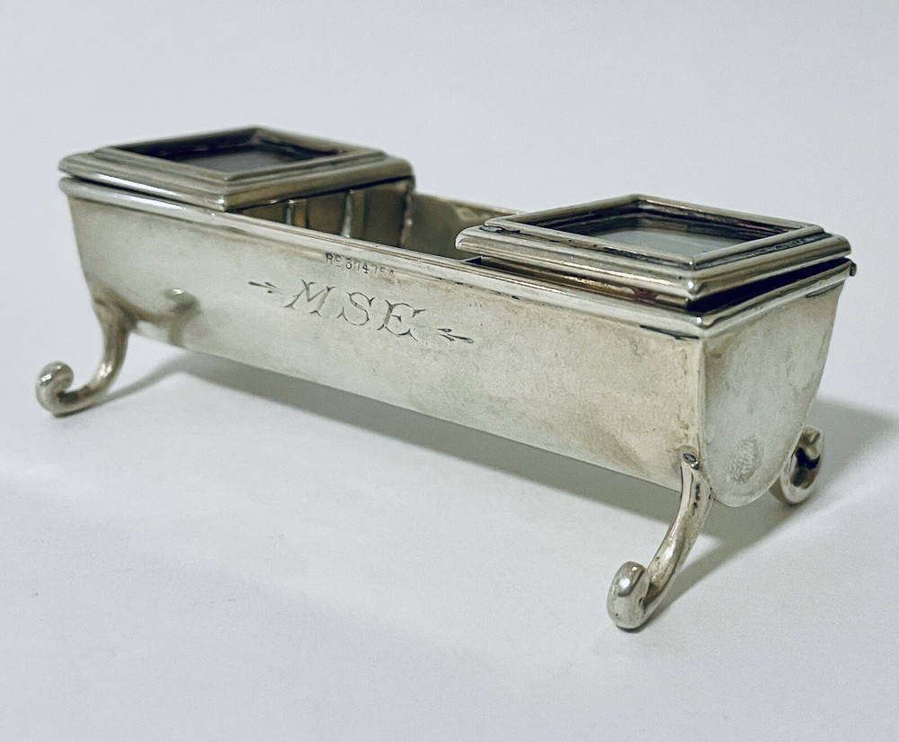 Antique Victorian Solid Sterling Silver Double Stamp Trough Box Chester 1885
