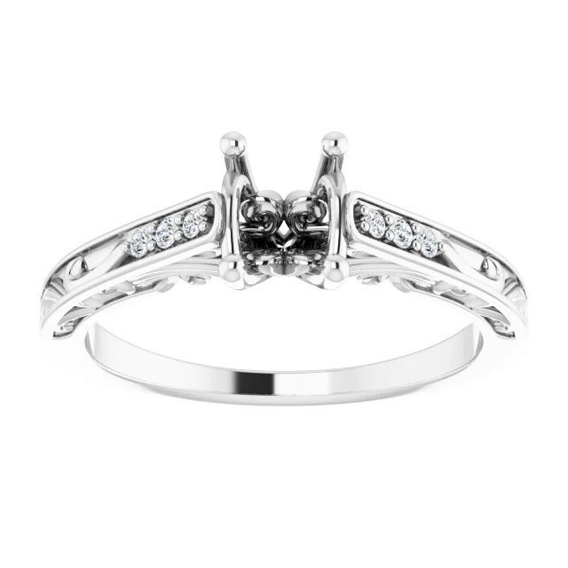 925 Sterling Silver Semi Mount Ring Setting Square 5mm Blank Ring Mounting