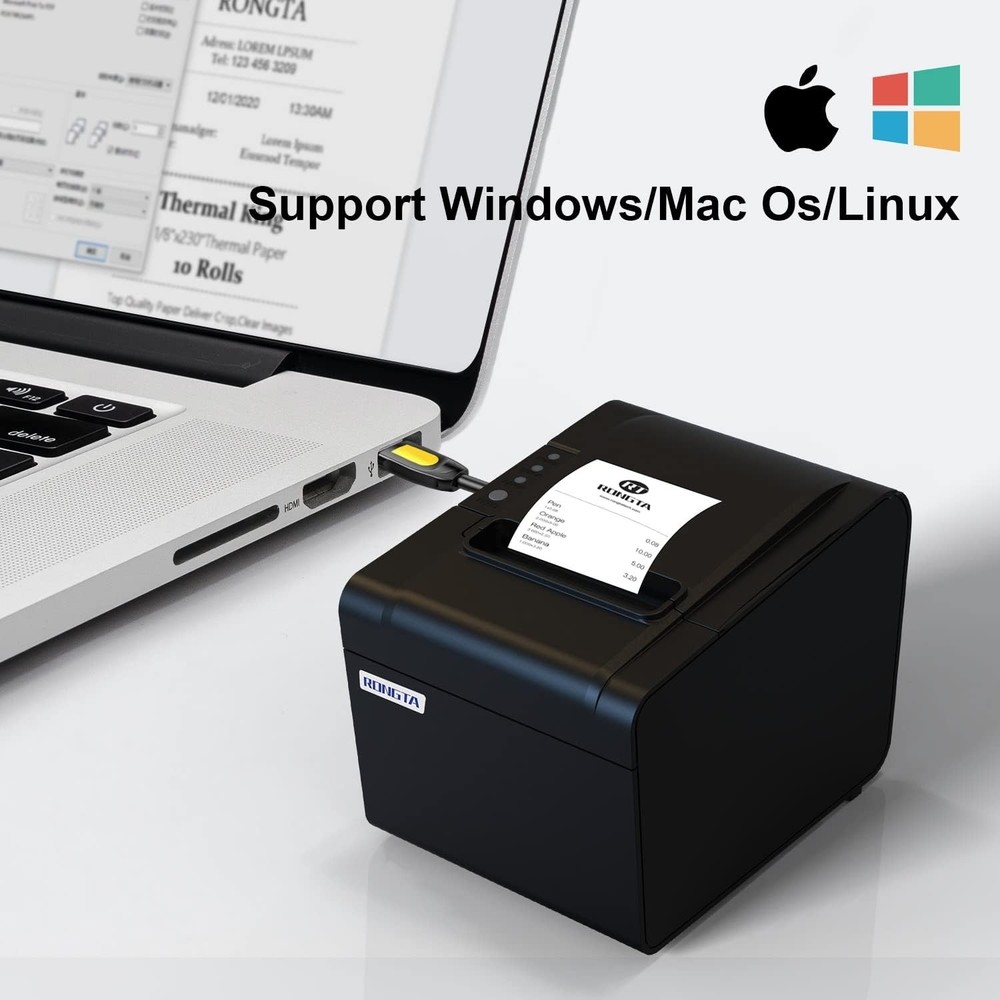 Efficient USB Thermal Receipt Printer with Wall Mount Feature & Auto Cutter