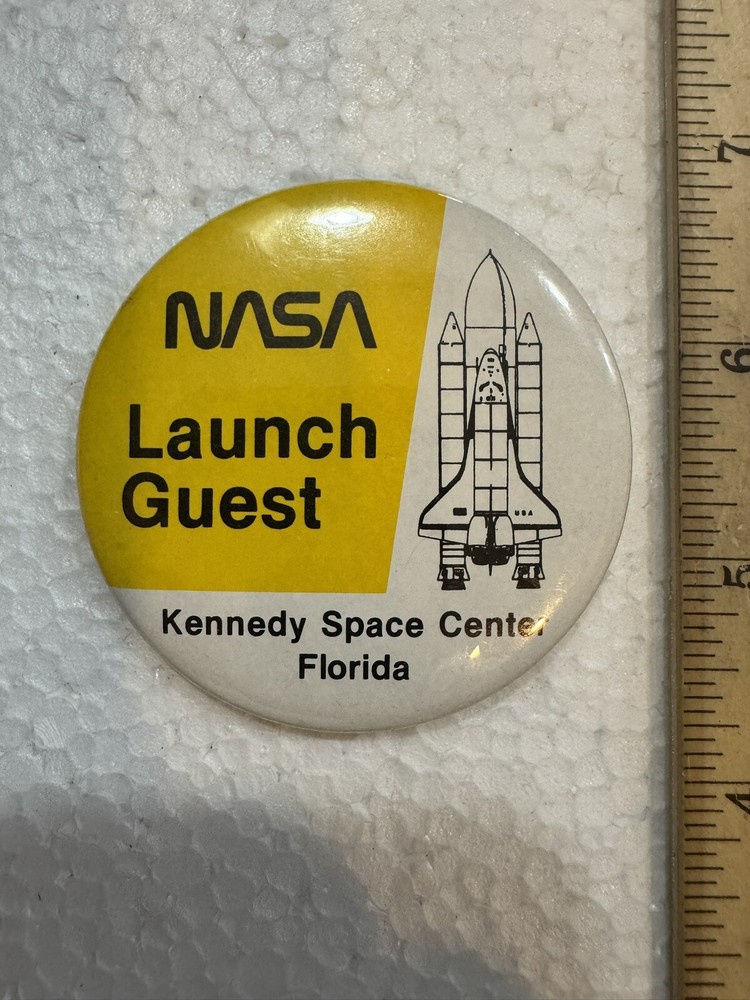 NASA Space shuttle LAUNCH GUEST BUTTON - Yellow