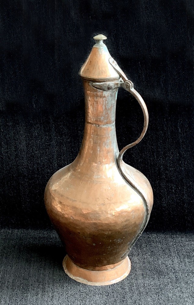 Turkish Copper Water Pitcher Jug 21" tall
