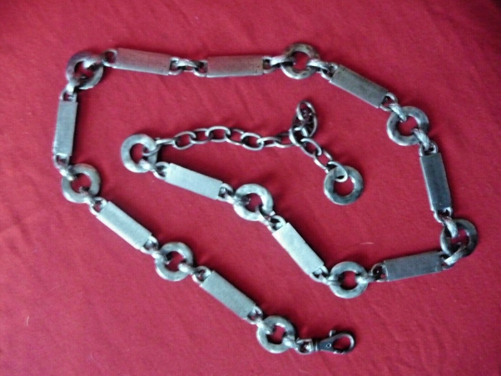 Talbots Belt Metal Oxidized Silver Tone Links One Size Adjustable