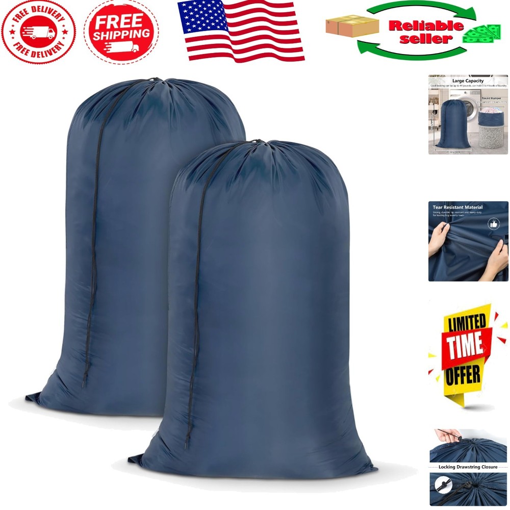 2 Pack Extra Large Drawstring Laundry Bag - 28 x 45 Inch Heavy Duty Organizer