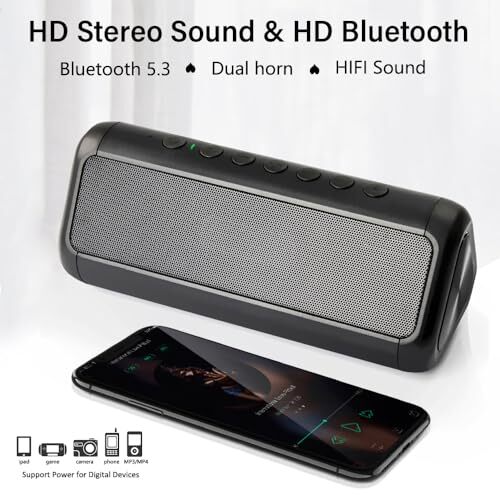 Solar Bluetooth Speaker Portable，5000mAh Wireless Speaker，IPX6 Waterproof