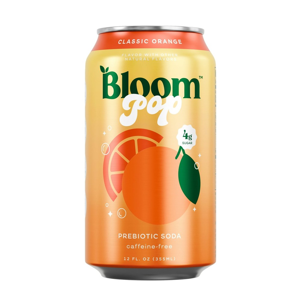 Bloom Pop Prebiotic Soda, Raspberry Lemon, 12 fl oz Can