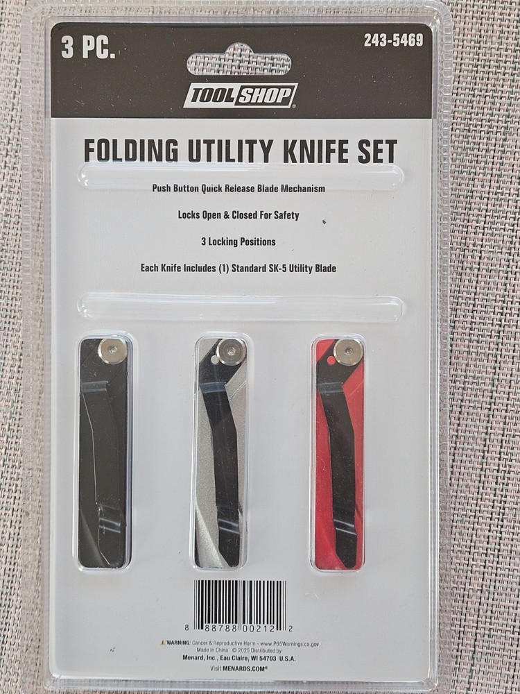 Tool Shop Quick Change Folding Utility Knife Set - 3 Piece.