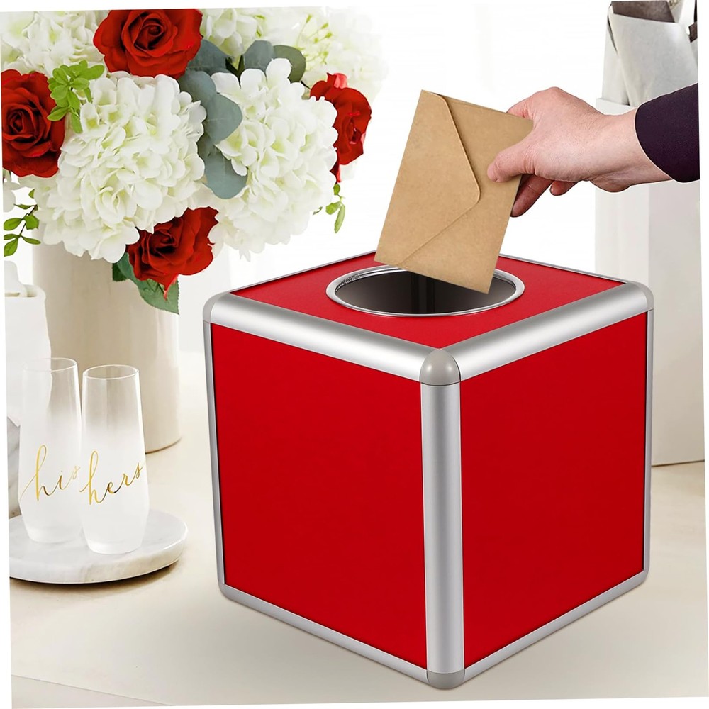 Red Box Raffle Ticket Box Square Storage Box Raffle Ticket Container Raffle B...