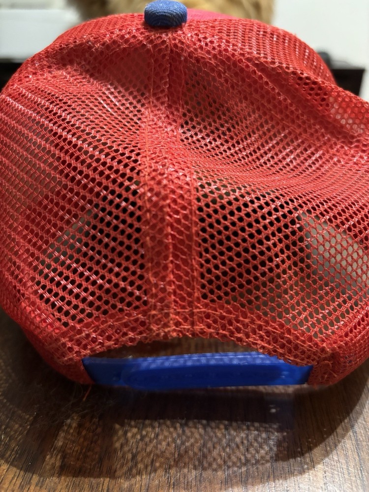 Boys Tractor Hat Red And Blue Adjustable