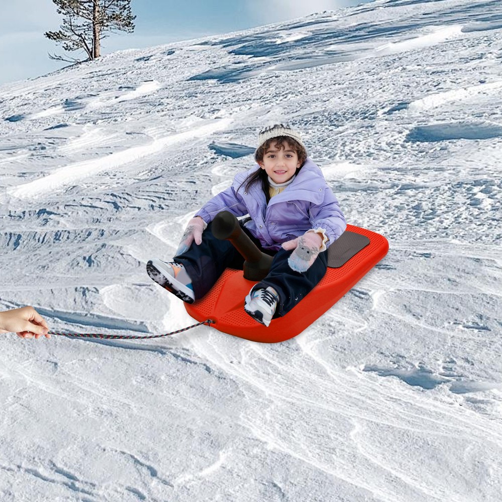 Sledding Snowboard Sled Snow Board Tool w/ Handle & Pull Rope for Kid Winter Fun