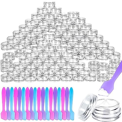 MotBach 100 Pcs 3g Empty Plastic Containers with Lids,Tiny 1.2 x x 0.6