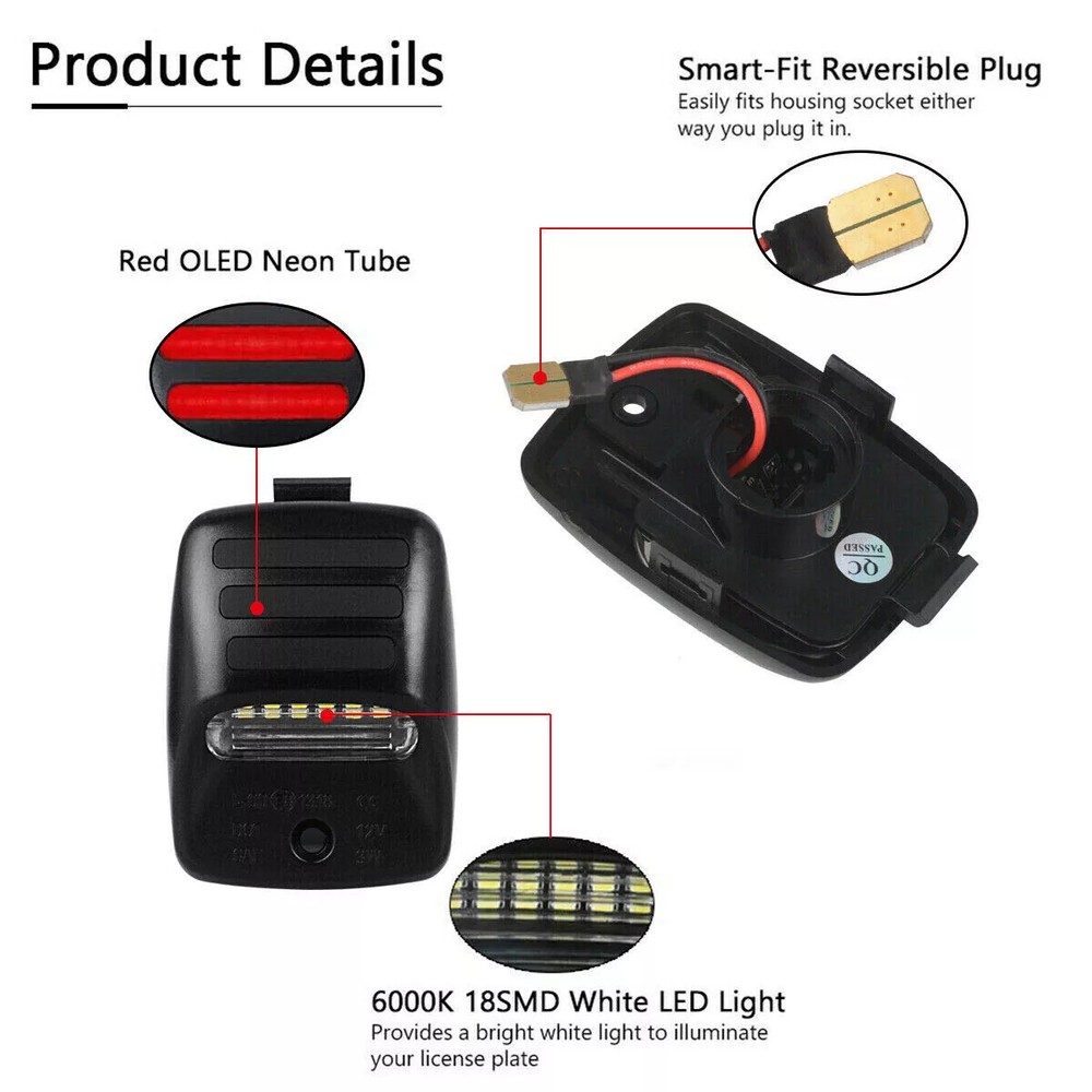 2X LED License Plate Light Tag Lamp For Toyota Tundra 2000-2013 Tacoma 2005-2015