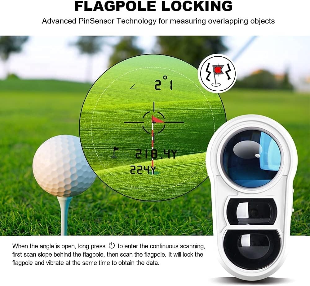 Rechargeable Golf Laser Rangefinder - Slope Function, Pin Lock, Vibration Alert