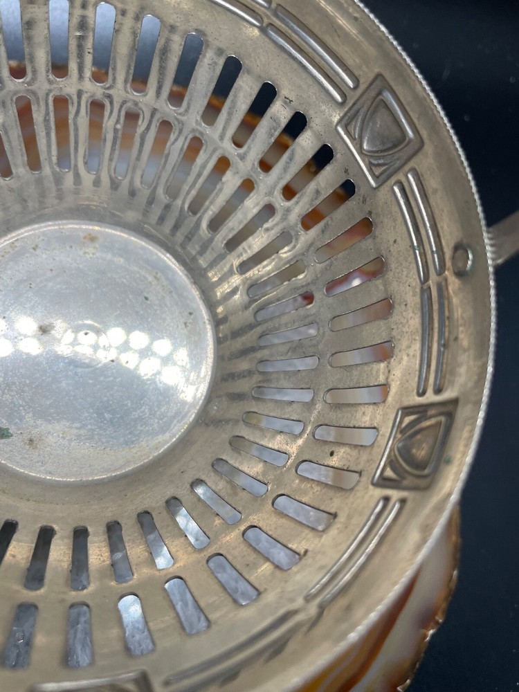 Anitque silver Plated Candy Nuts Trinket Basket Germany with Handle Unmarked