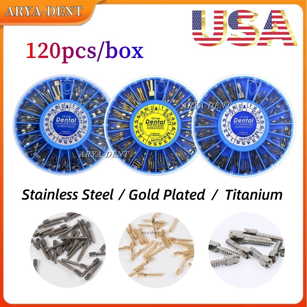 Dental Endodontic Screw Post Titanium Gold/Silver Plated Conical Root Canal Pins
