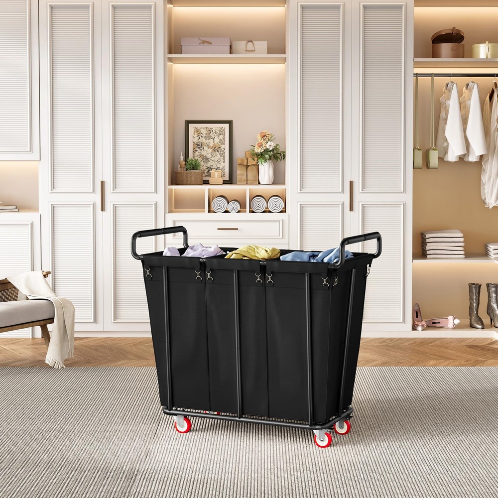 Large laundry hamper with Wheels, 360L 3 Bag Big Rolling Laundry Hamper Sorte...