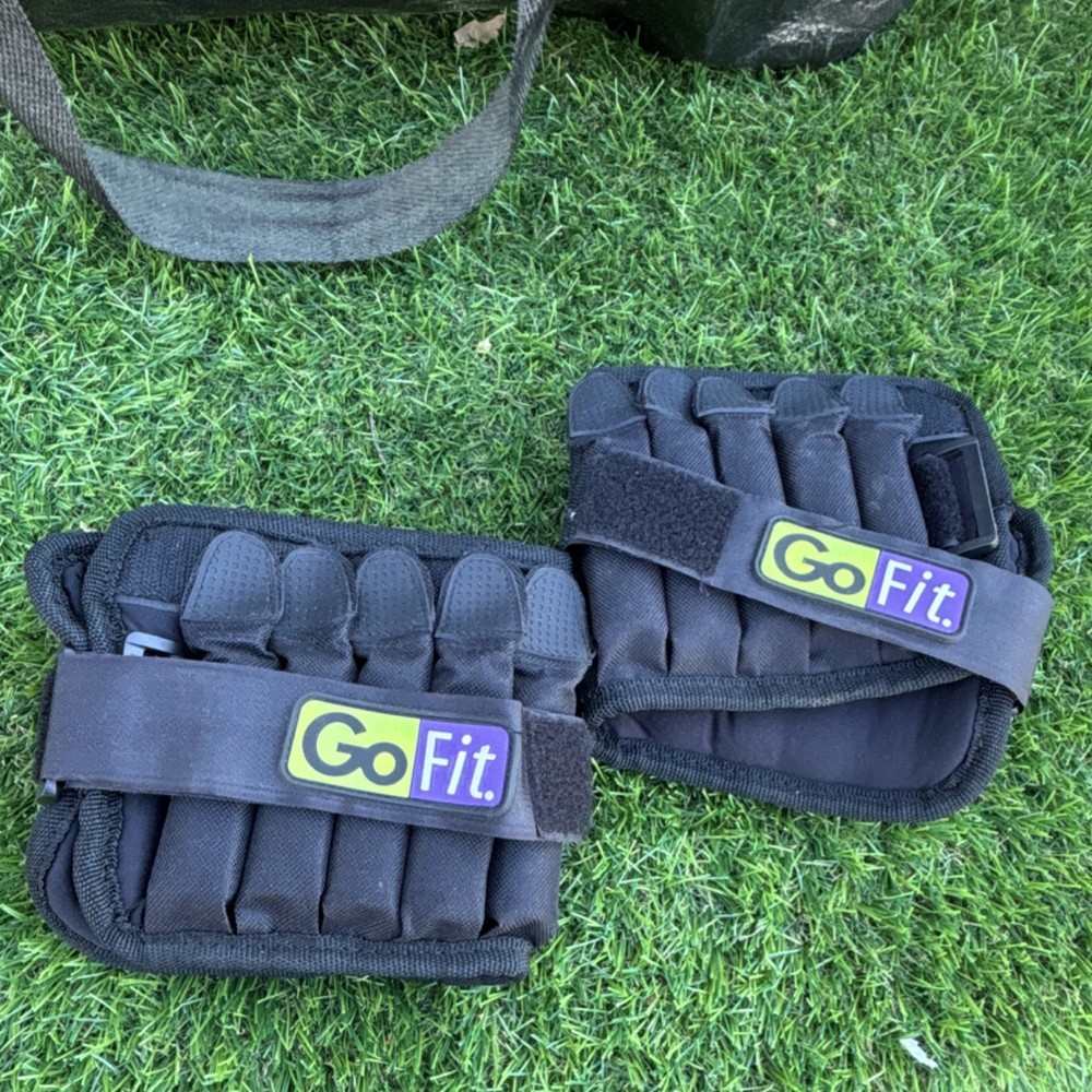 GoFit Adjustable Wrist & Ankle Weights Set Black Fabric Pair