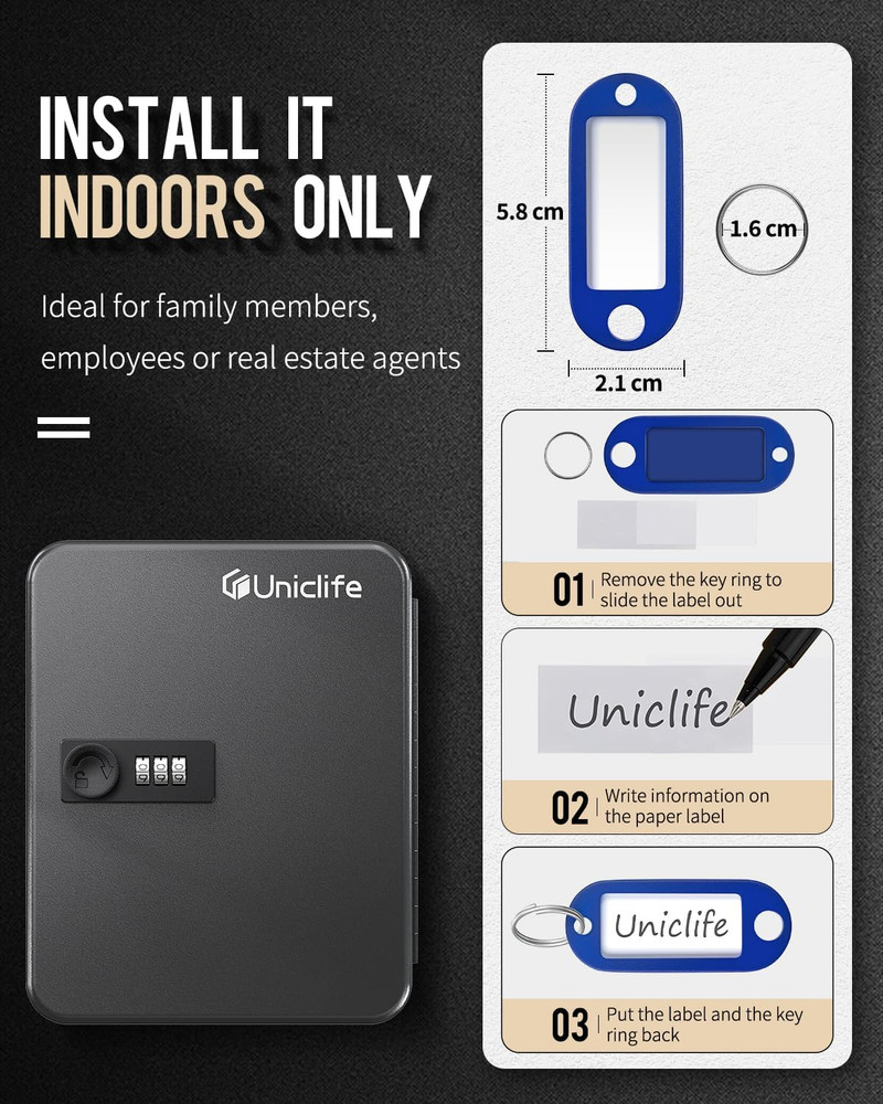 20 Position Key Cabinet with Combination Lock Resettable Black Digital Security