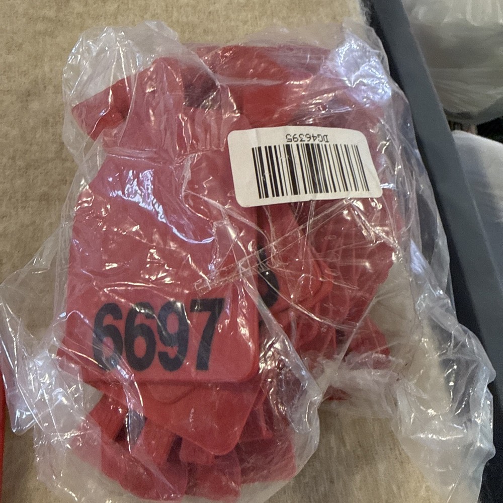 Red Livestock Ear Tags (50) Numbered