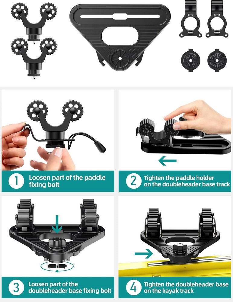Doubleheader with Dual Kayak Paddle Holder, Holder Large, Black