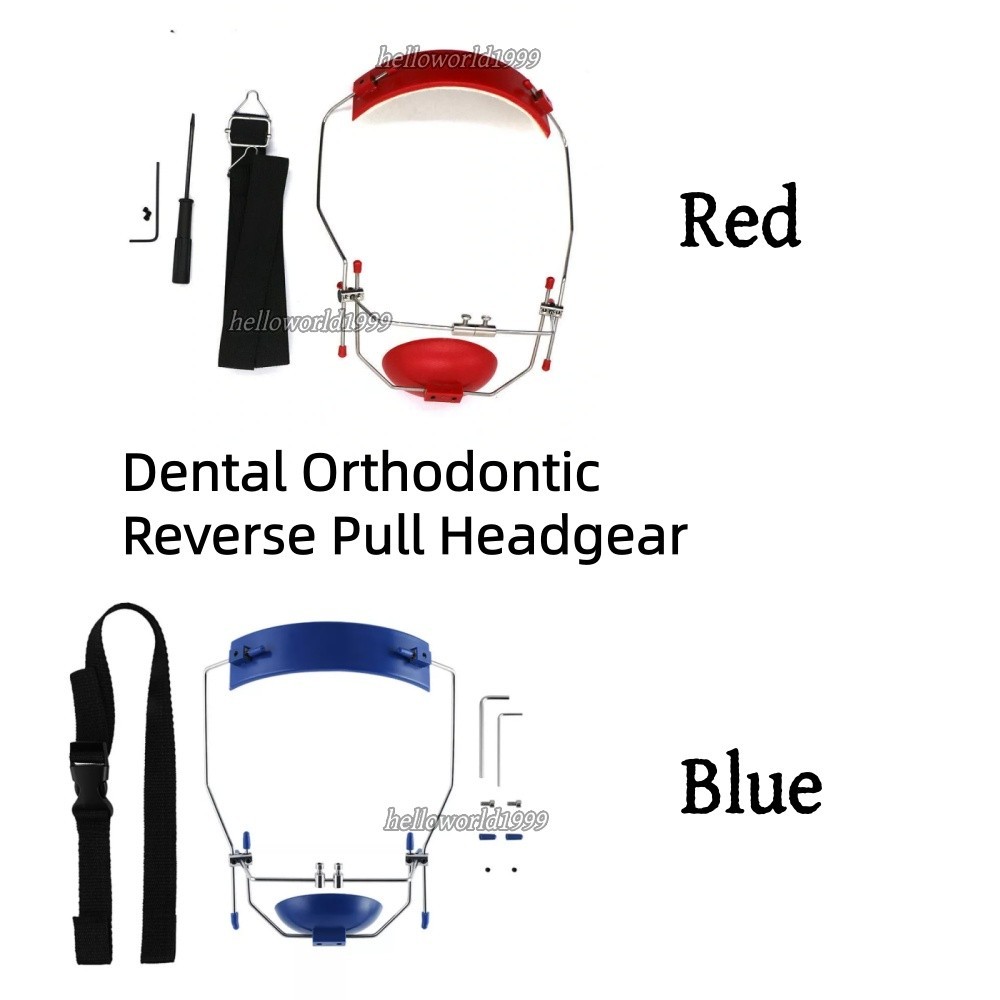 Dental Ortho Reverse Forward Pull Headgear Double Blue/Red Lever Multi Adjustabl