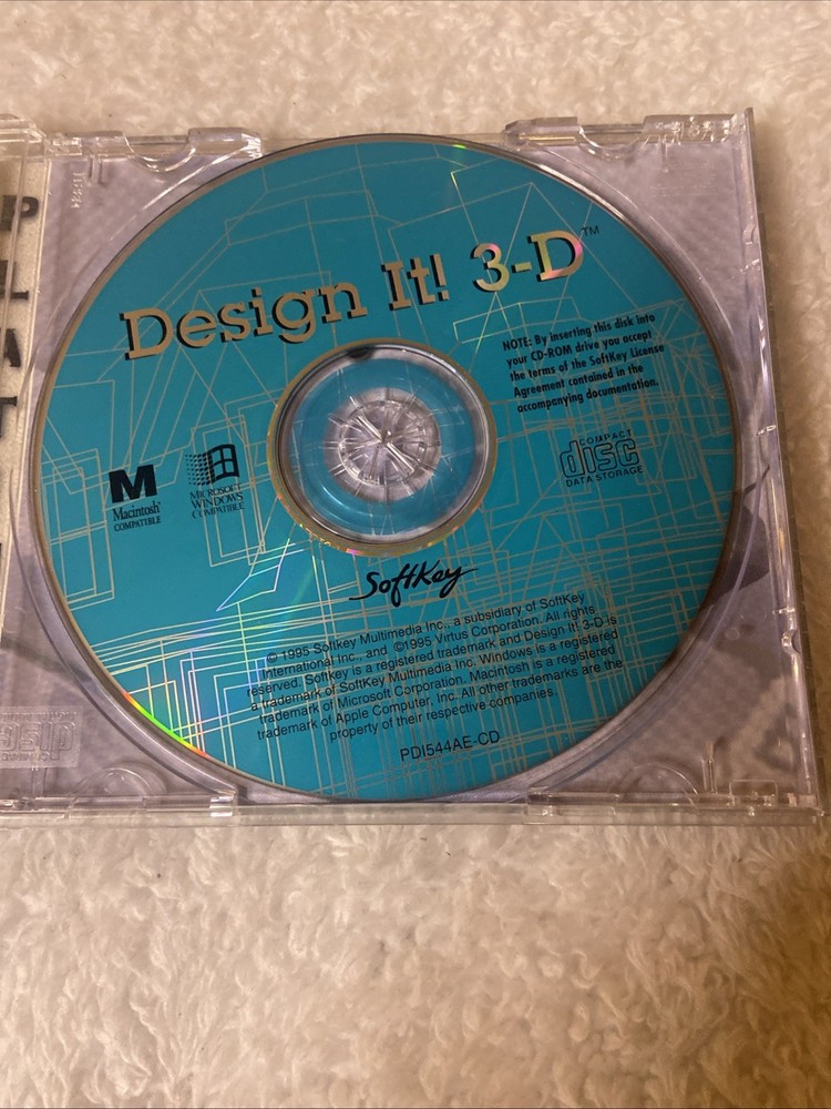 Design It 3D PC CD ROM VTG Softkey WIN MAC 1995 Interactive