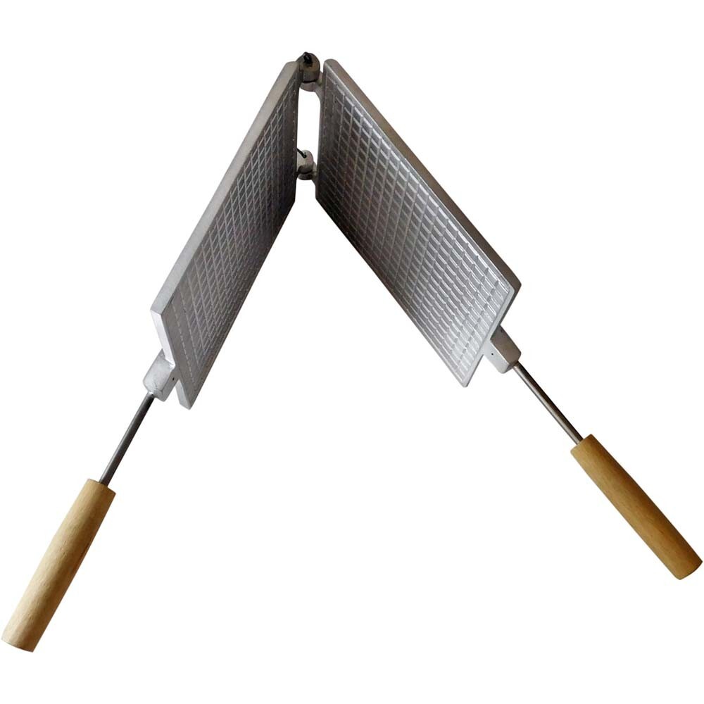 RECTANGULAR ALUMINUM WAFFLE IRON FOR WAFFLE ROLLS MAKING ON THE STOVE