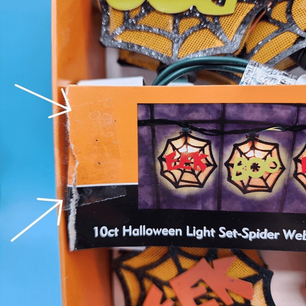 Halloween BOO & EEK Spiderweb String Lights 2007 Holiday Inspirations Plugin
