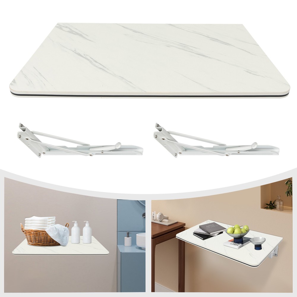 Wall Mounted Folding Table Floating Desk Drop Leaf Dining Table White 80*40cm