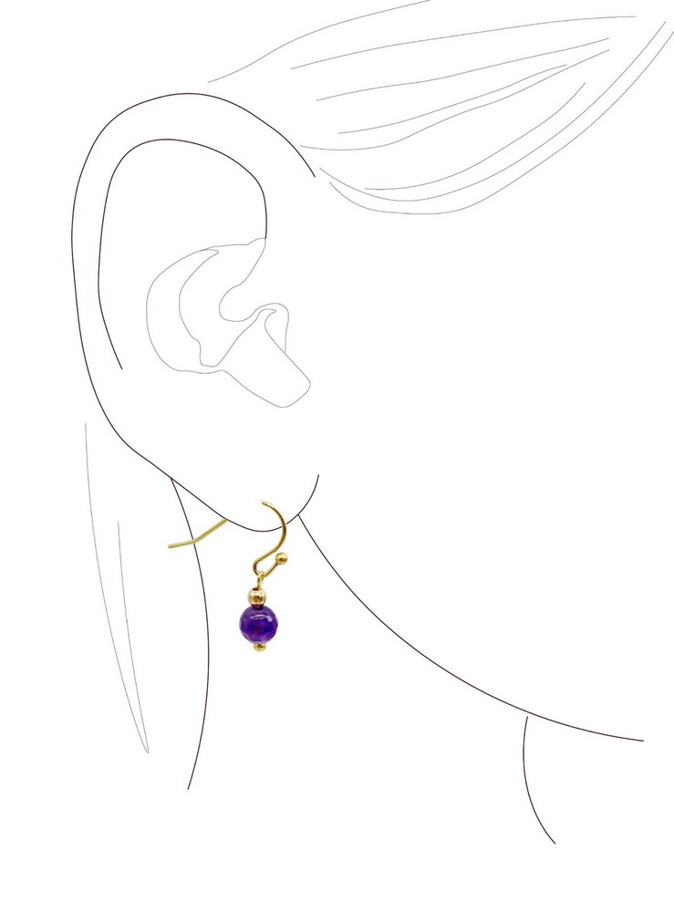 handmade earrings, gold Plated Hook and Amethyst