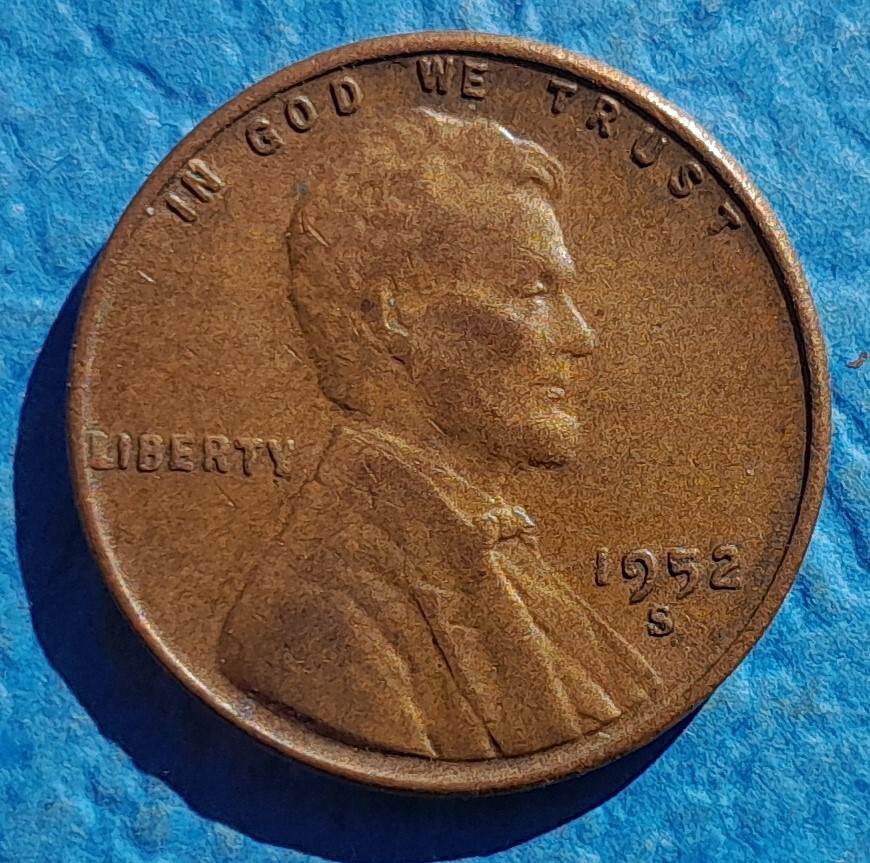 1952-S Circulated Lincoln Wheat Cent, Ships Free.