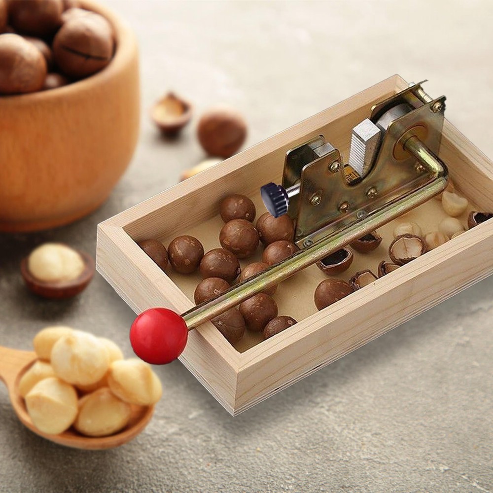 Heavy Duty Walnut Cracker Tool, Macadamia Nut Cracker with Wooden Base and Ad...