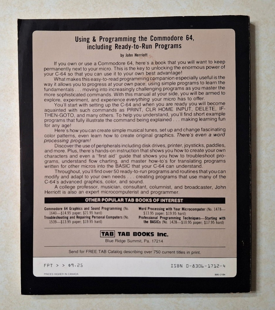 Using & Programming the Commodore 64 1st First Printing Edition Programs 1984