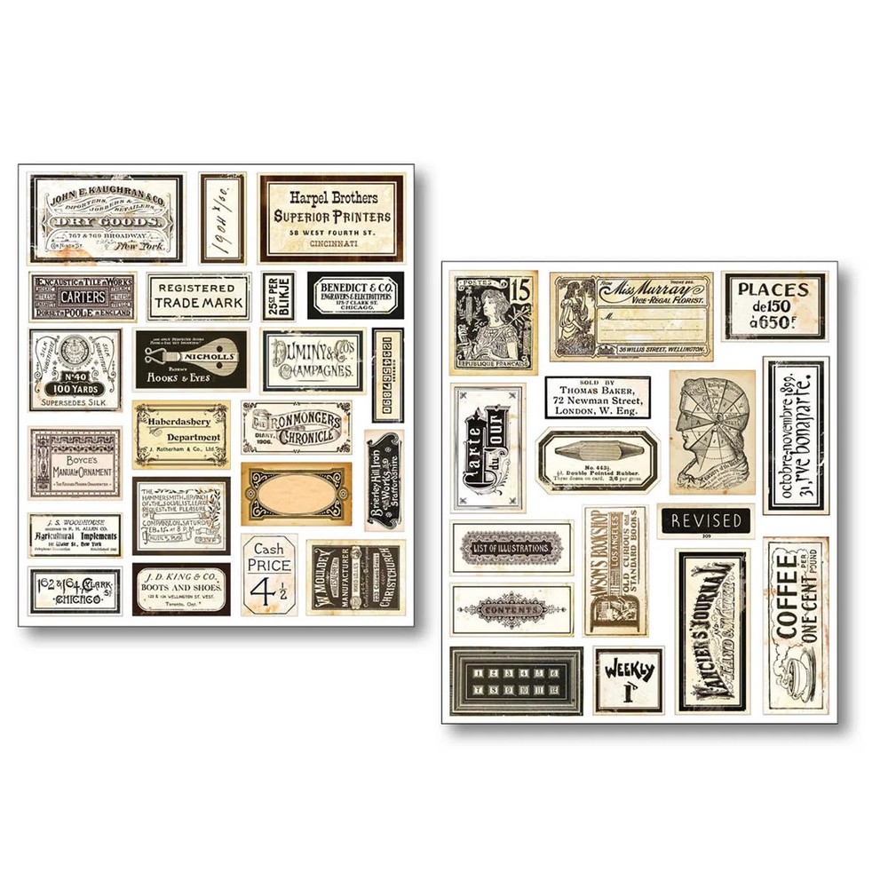Ciao Bella Mixed Media Sticker Set 10/Pkg Vintage Scripts, MB003