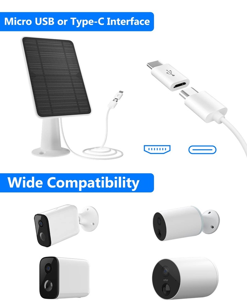 Solar Panel for Security Camera, 5W USB Solar Panel for DC 5V Security Camera...