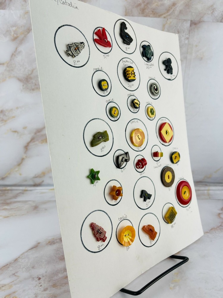 Bakelite Catalin Various Buttons Card Laminated Cookie Vintage Sewing