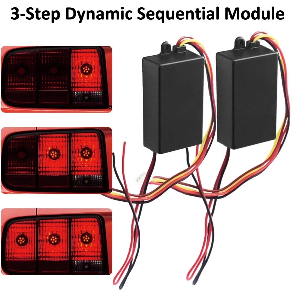 Universal 3-Step Sequential Chase Flash Module Boxes For Car Turn Signal Light