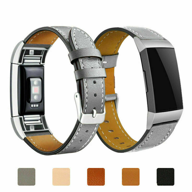 For New Wristband Classic Genuine Band Strap Charge Leather Fitbit 2 Replacement