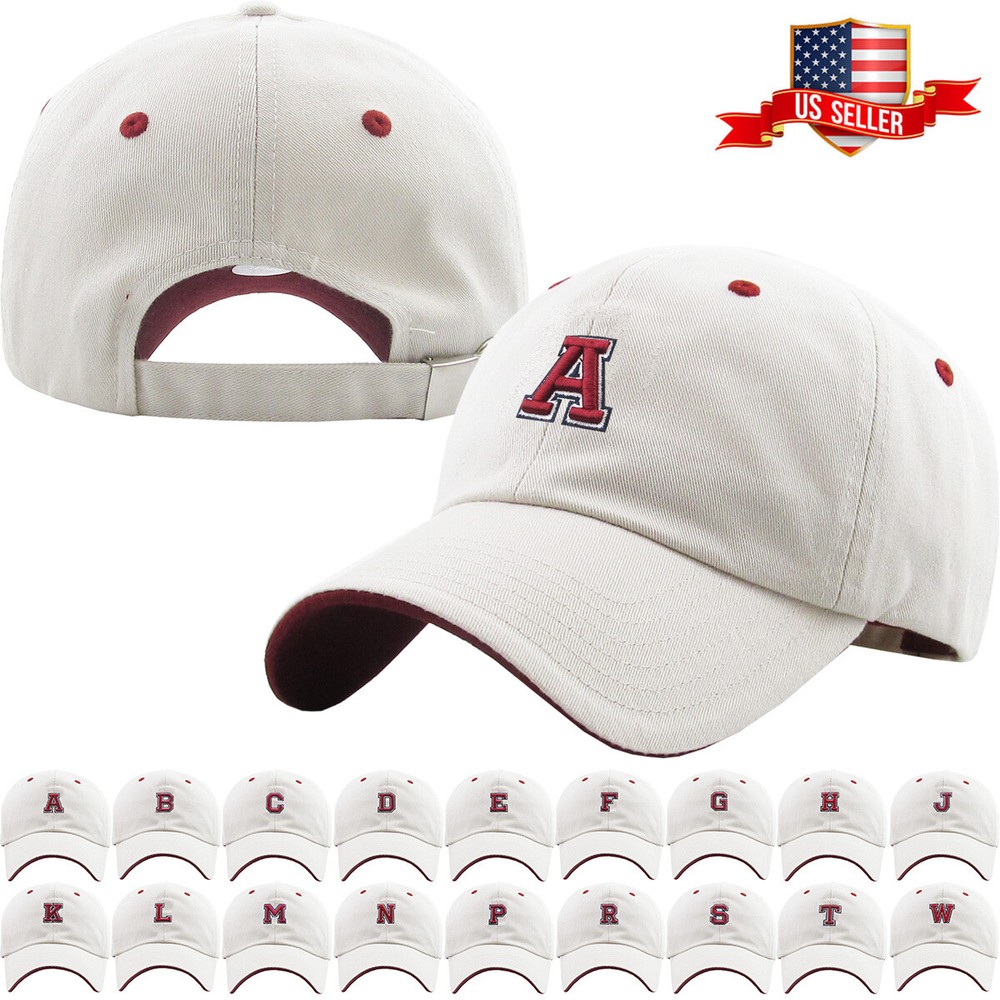 ABC Letter Embroidery INITIAL Ivory Dad Hat Baseball Cap Adjustable